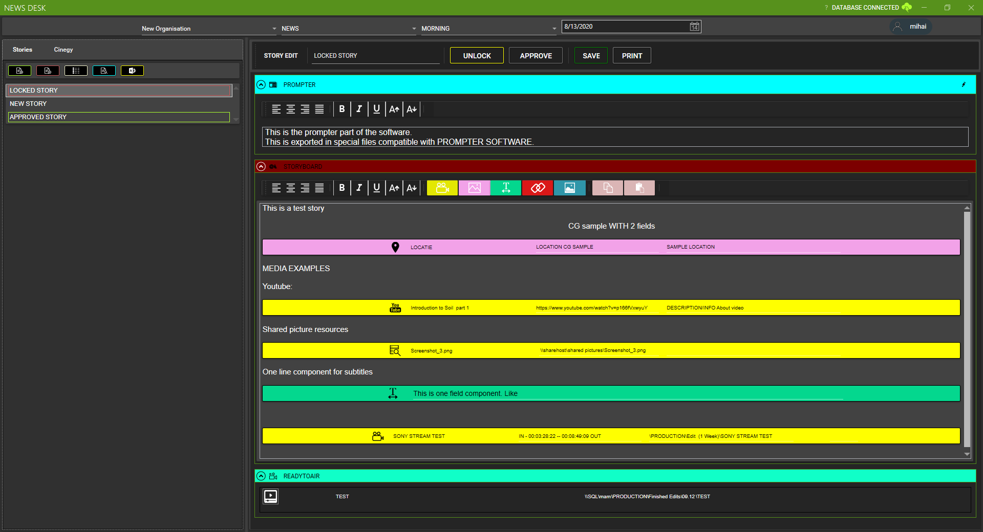 NewsDesk software in dark Mode